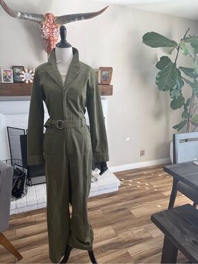Jason Wu Olive Utility Belted Jumpsuit